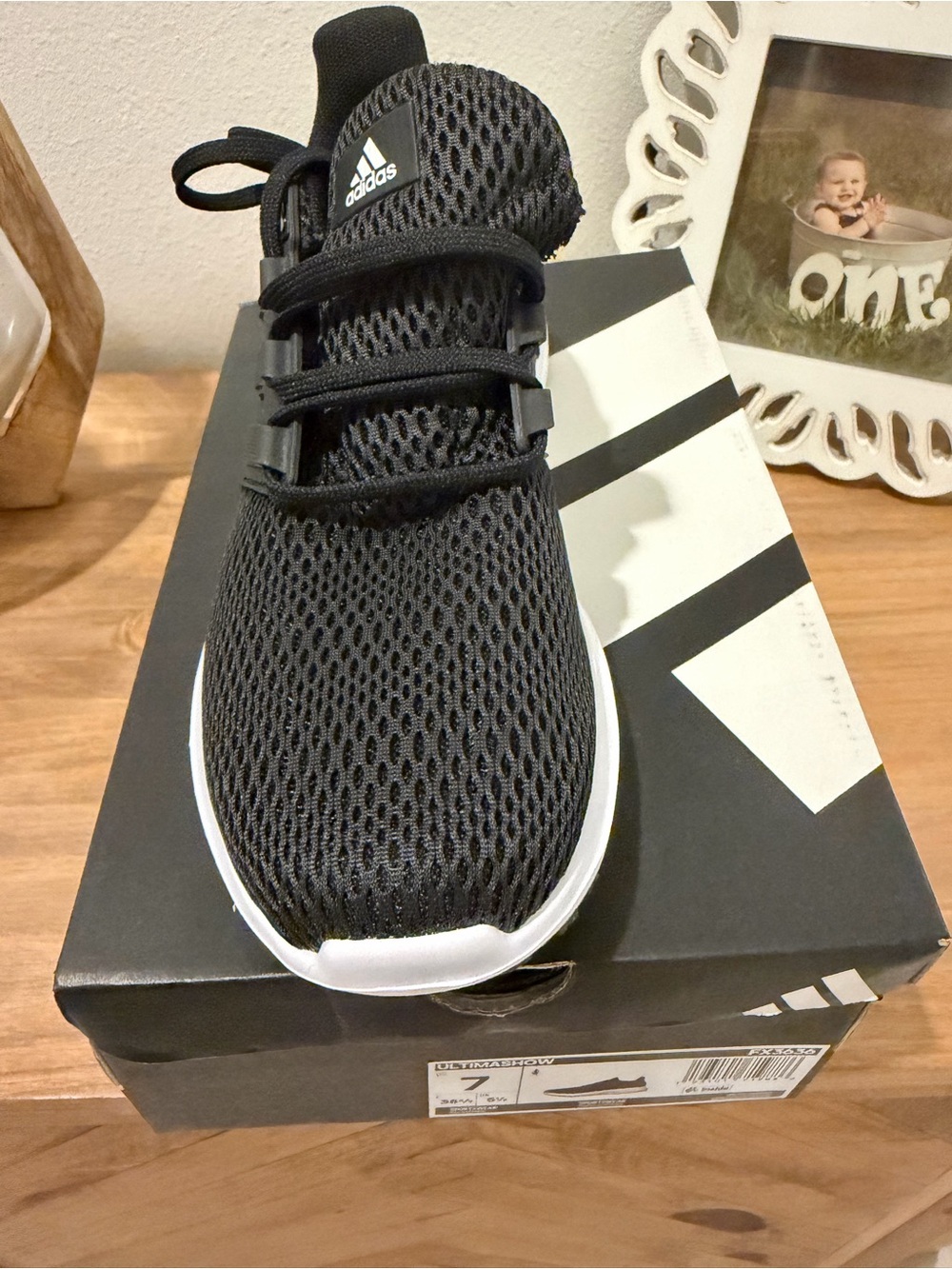 adidas Black and White Ultimashow Athletic Sneakers